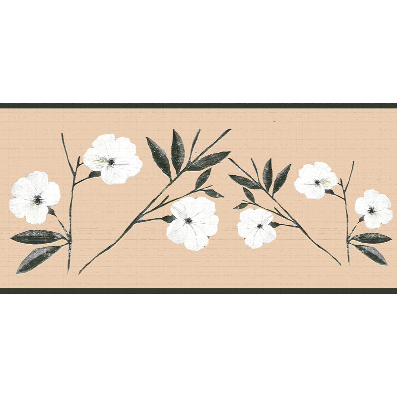 Bordure de papier peint à peindre L 15 pi x l 7 po Flowers and Leaves