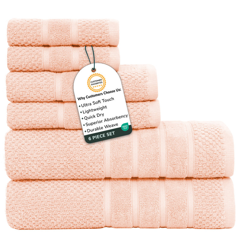 Luxury Ringspun 625 GSM luxury 6-piece, 100% cotton- super-soft, highly absorbent & quick-dry bath towel set (2 PC - bath, hand & washcloth) 