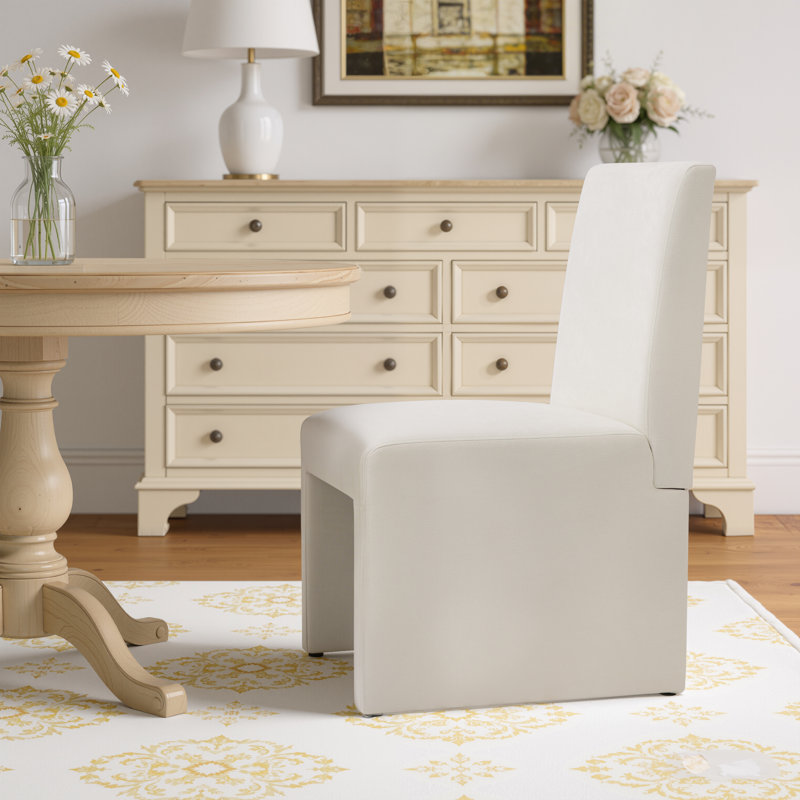 Chaise de salle à manger rembourrée, Blanc