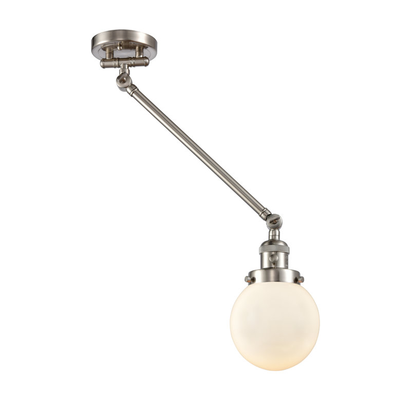 Lampe murale avec bras pivotant 6 po Shauna Beacon, Blanc mat, Laiton antique, DEL