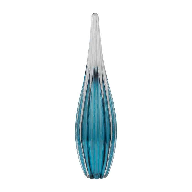 Minimalist Glass Teardrop Sculpture Object for Home Decor - Decorative Tabletop Figurine Statue Accent Ideal Decoration for Living Room or Entryway Table