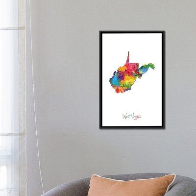 «West Virginia Map» par Michael Tompsett, impression sur toile