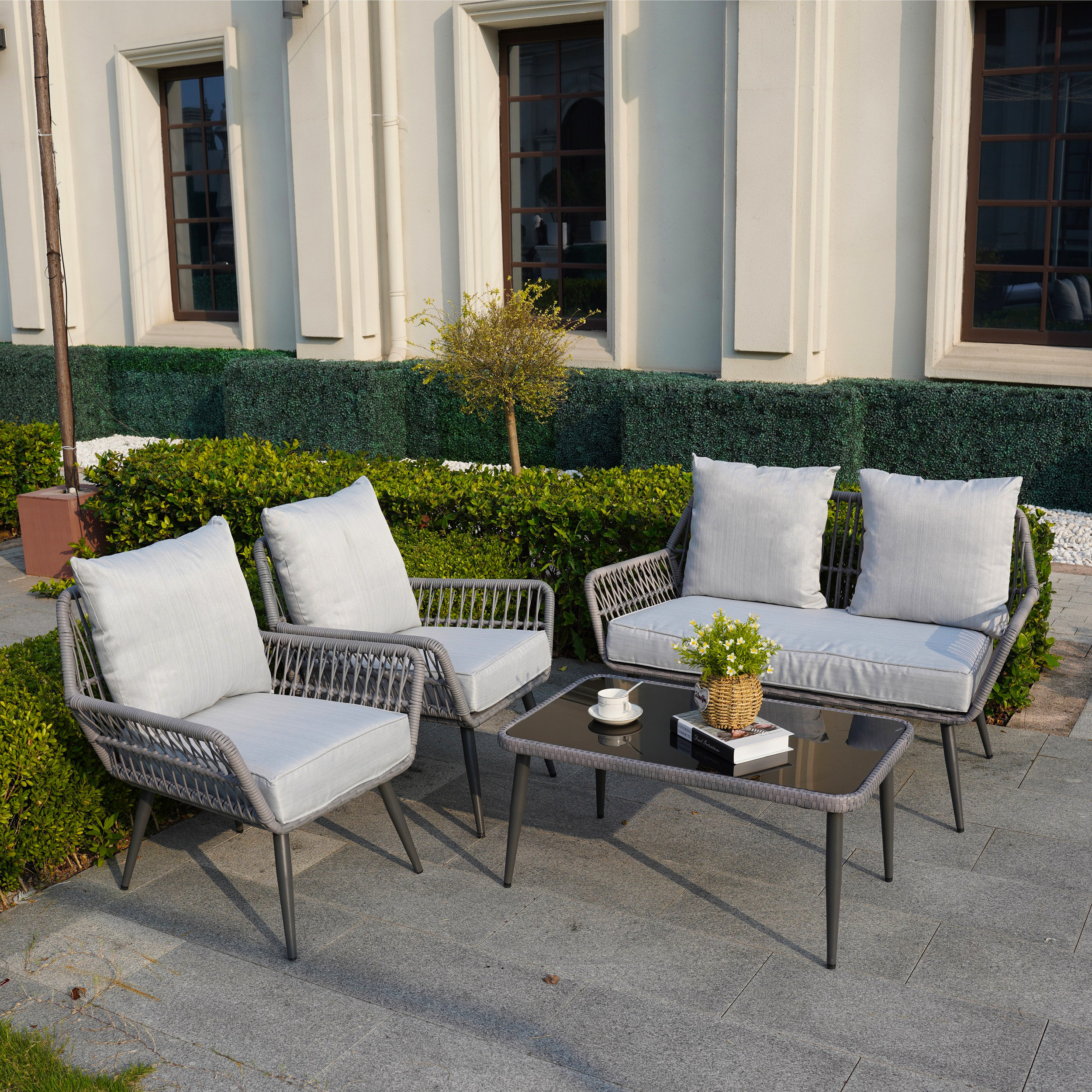 Gonneke 4 Person Outdoor Seating Group with Cushions