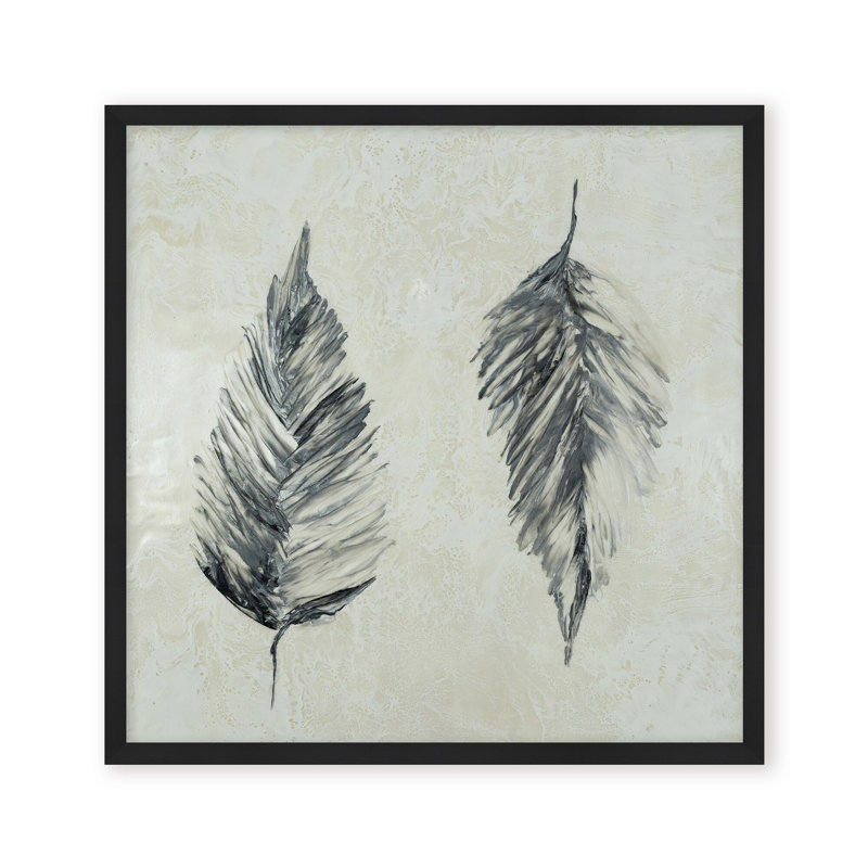 Nature Inspired "Silver Foliage" Canvas Wall Art By , 20" H x 20" W x 1.125" D, Framed Matted Print, Black