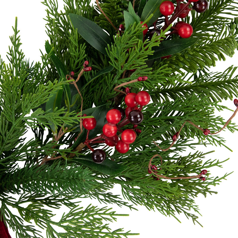 28" Green and Red Artificial Christmas Wreath with Bells