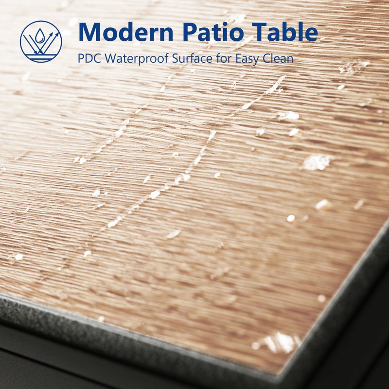 Rectangle Imitation-wood Patio Table, Outdoor Coffee Table with  UV Protection