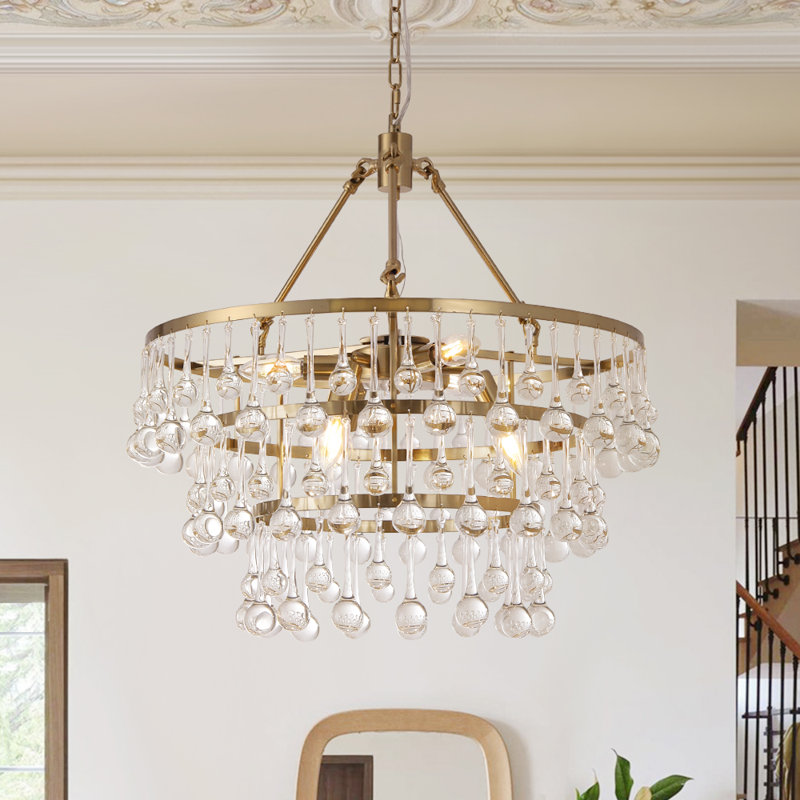 Lustre en forme de goutte en cristal à 6 niveaux de luxe rétro