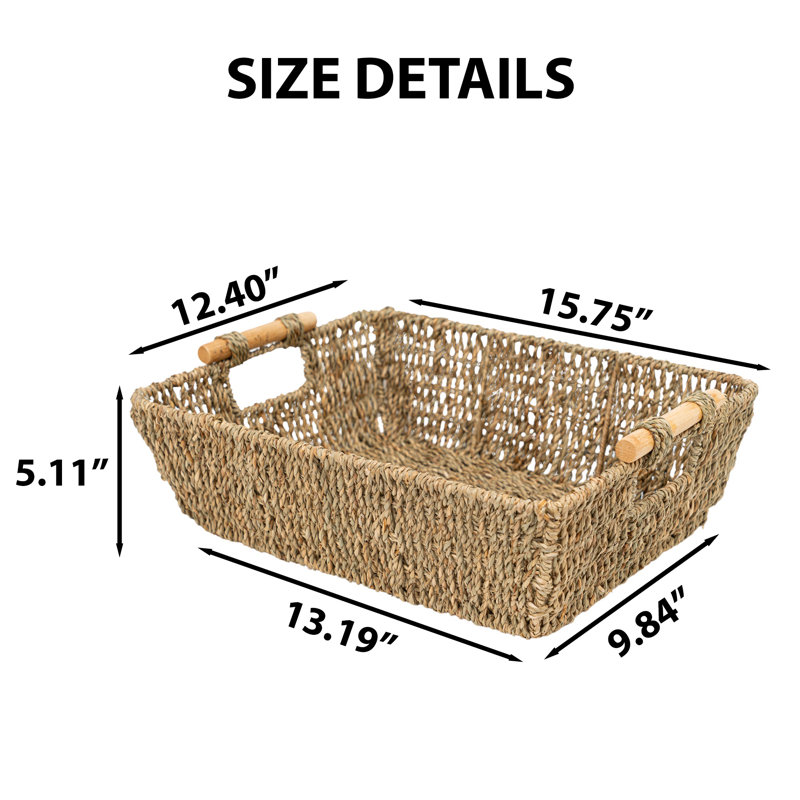 Wicker Storage Basket Set 2, Large,, Beige