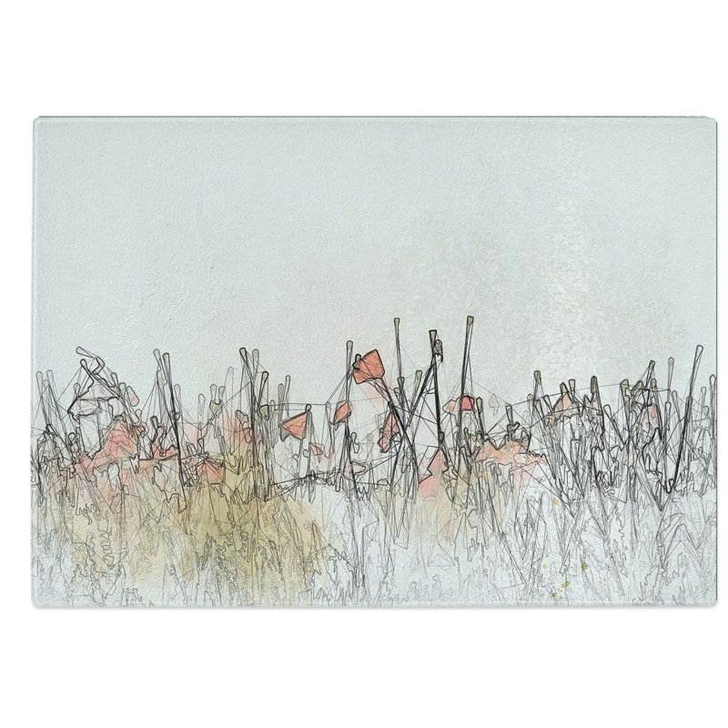 Glass Field of Poppy Flowers in Abstract Chopping Board, 39 cm W x 28.5 cm L