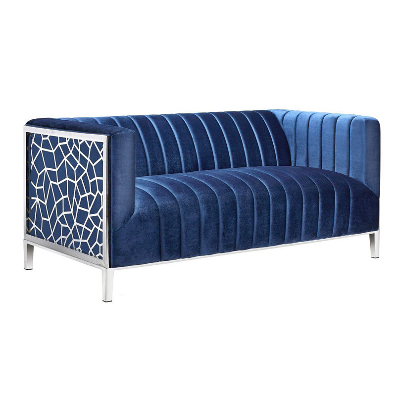 Canapé à accoudoirs carrés de 84,6 po Ravenden, Velours bleu
