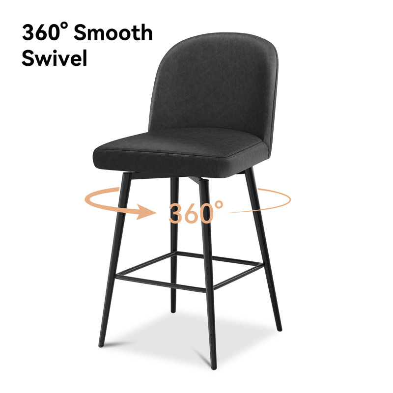 Kanasha 26.9" Swivel Counter Height Bar Stools, Black, 6