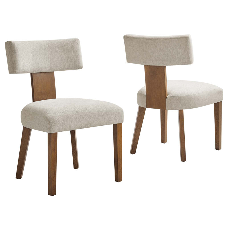Modway Nalani Heathered Weave Accent Dining Chair, Ivory, Deep Brown