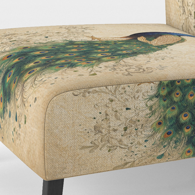 Chaise rembourrée Peacock - Fauteuil de chambre Aristocratic Peacock Portrait, Slipper Armless