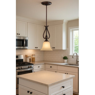 Leanna 1-Light Frosted Glass Bell Pendant