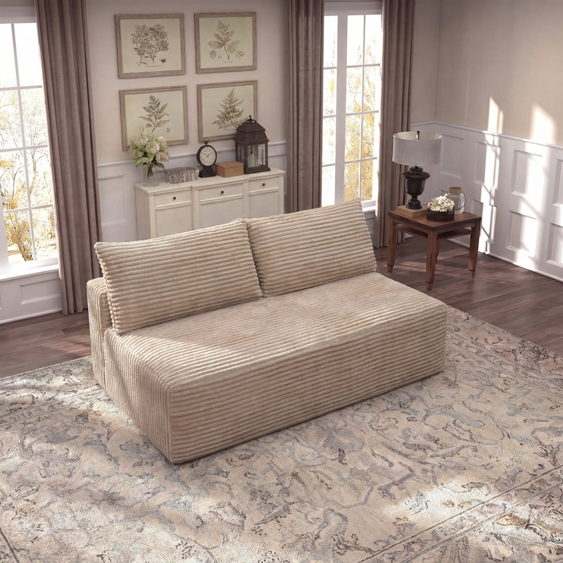 Causeuse modulaire sans accoudoirs, Camel