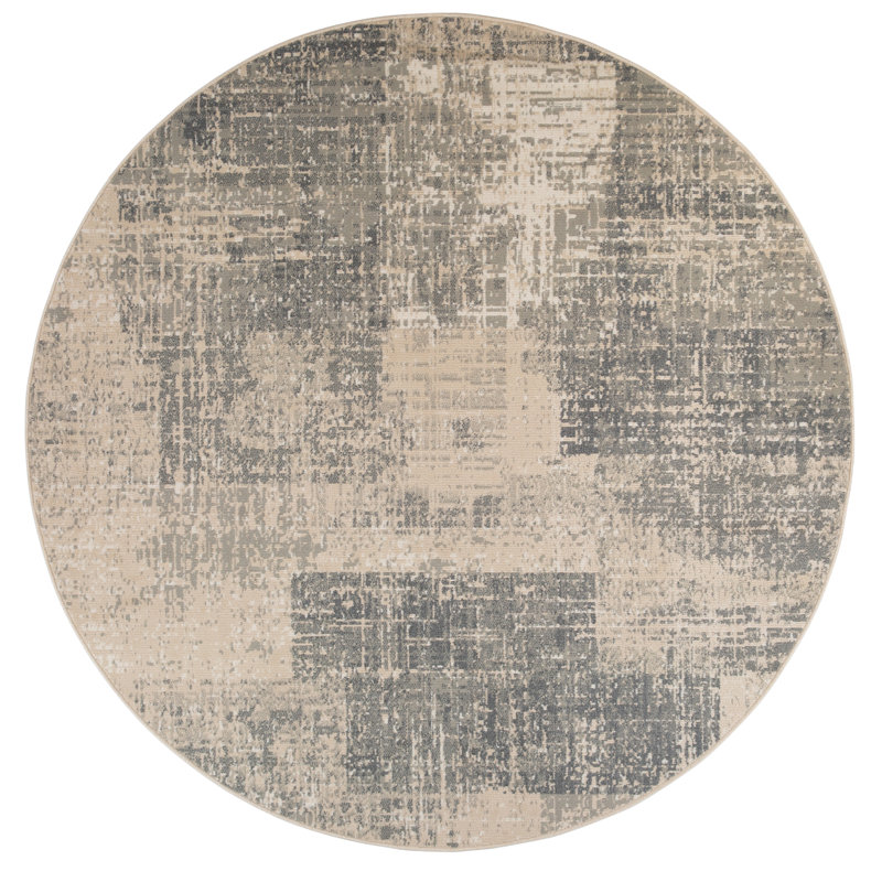 Tapis rond beige / gris Nemahan, Rond 7 pi 10 po