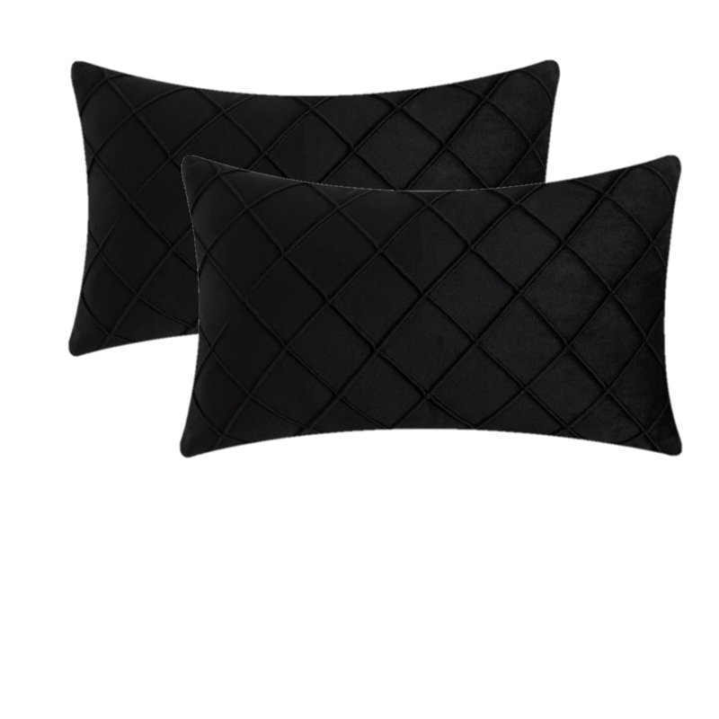 Coussins décoratifs en velours, sans insertions, Noir, 14 po x 20 po, Rectangulaire