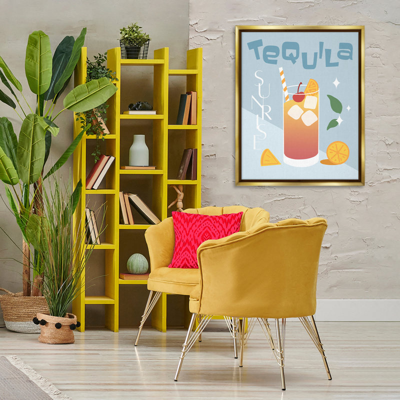 "Téquila Sunrise" par Anna Quach, Cadre flottant métallique doré, H 31 po x l 25 po