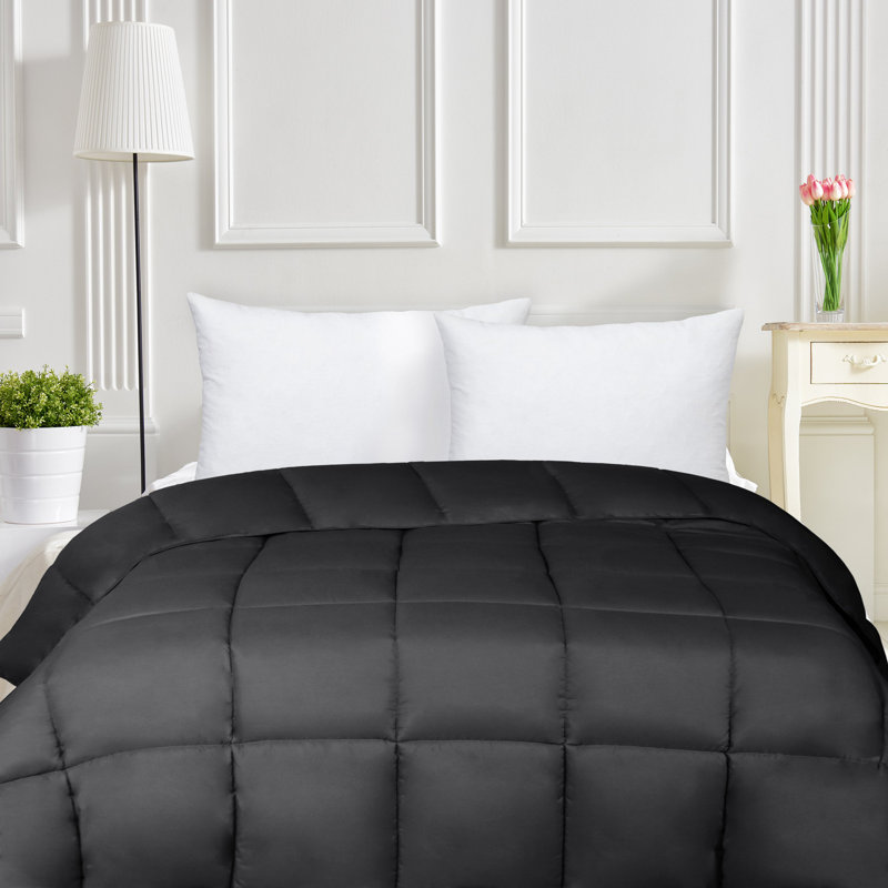 Édredon en duvet synthétique toutes saisons Grand Down - moelleux et hypoallergénique, Noir, Édredon simple / simple TG