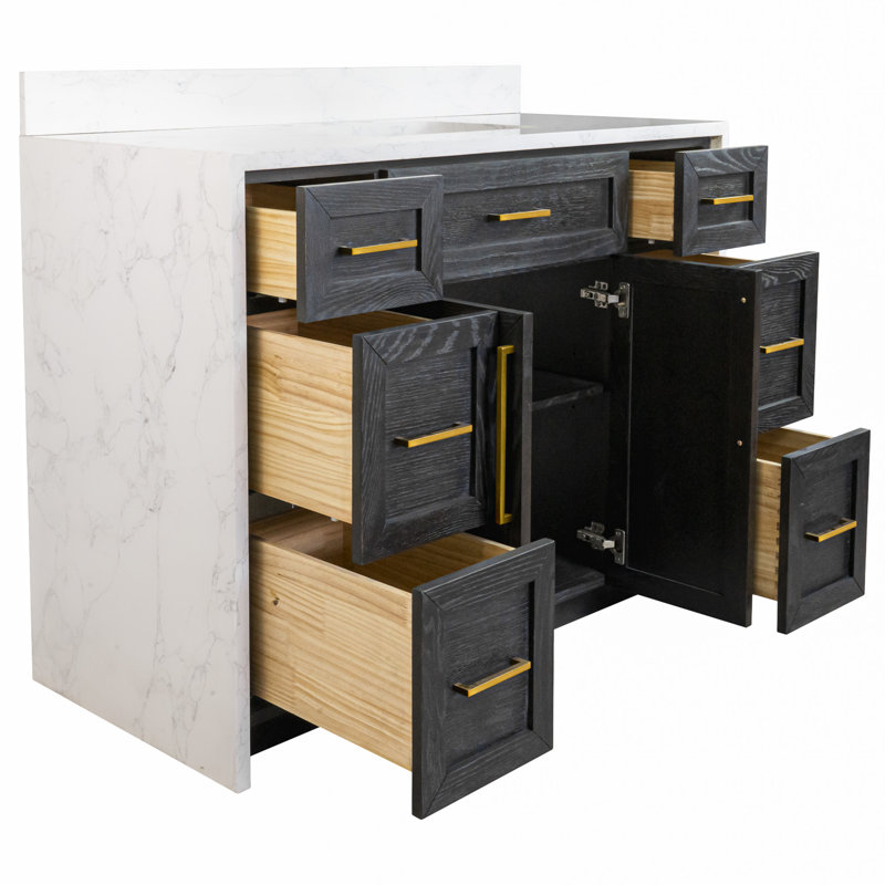 Ensemble de meuble-lavabo simple 48 po Akalya, Chêne foncé