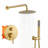 10" Brushed Gold Wall Mounted Dual Function Shower System With Rough-In Valve, Rainfall Head And Handheld-123107262