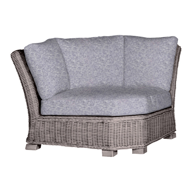Rustic Woven Sectional Corner, Rollo Chambray InsideOut® Linen, No Welt, Oyster