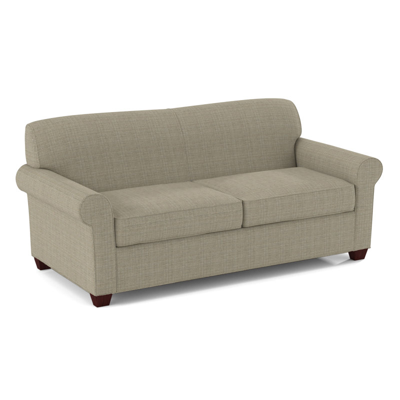 Finn Rolled Arm Sofa with Reversible Cushions, Empire Mahogany, Kanji Putty, 34" H x 75" W x 36" D