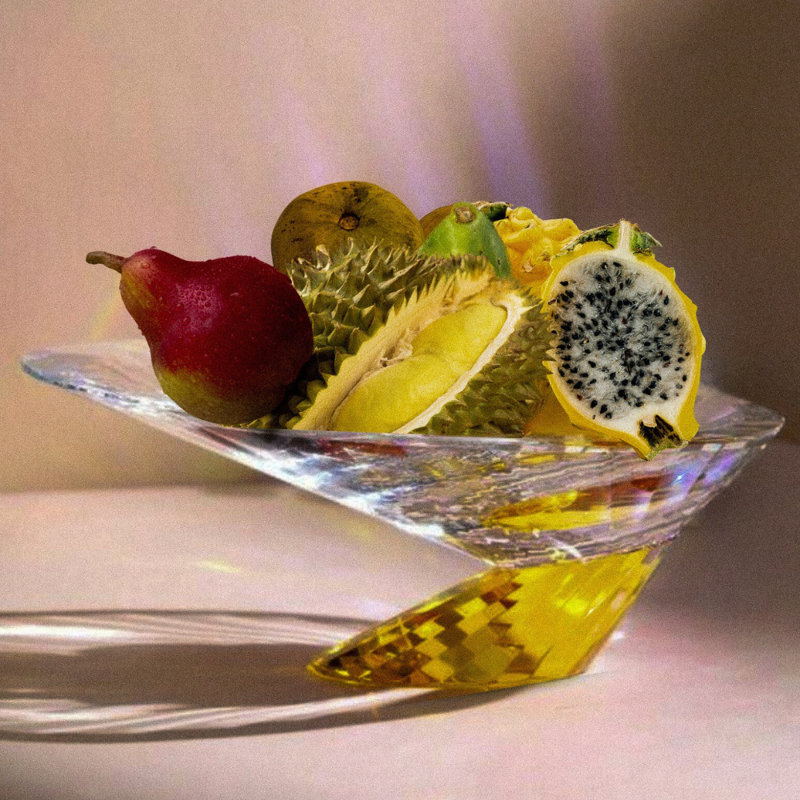 Crystal Decorative Bowl, Yellow/Clear