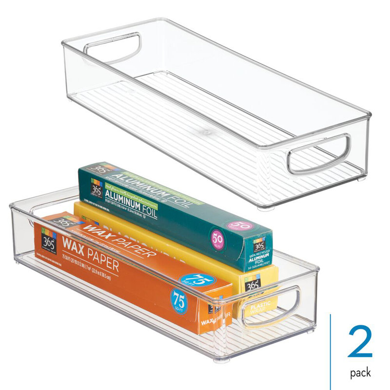 iDesign Plastic Stackable Pantry Bin with Handles - Set of 2 - Clear