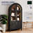 74.8" Tall Arched Storage Cabinet, 5-tier Arched Bookcase With Human Body Sensor, 3 Color Lights Display Cabinet With Glass Door For Living Room Office Wood Black-939350649