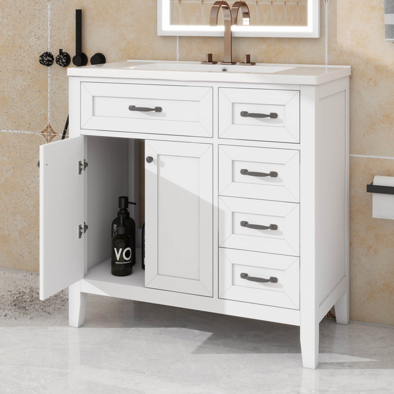 Ensemble de meuble-lavabo avec lavabo 36 po, Blanc, Noir