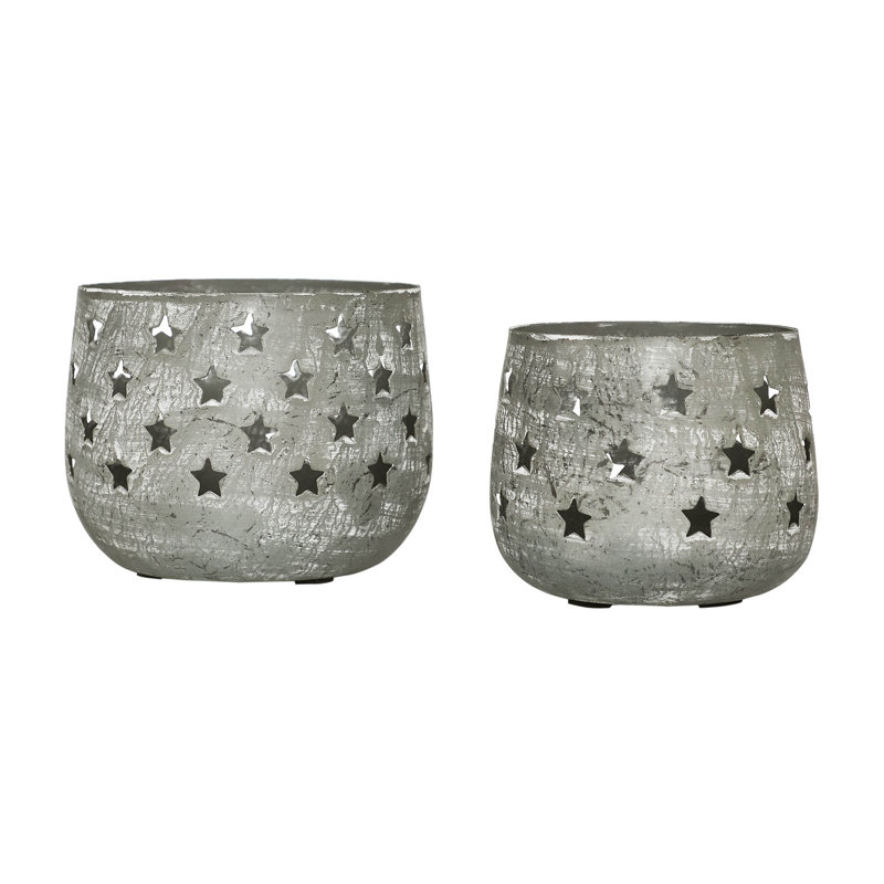 Ensemble de 2 porte-bougies festives, Gris