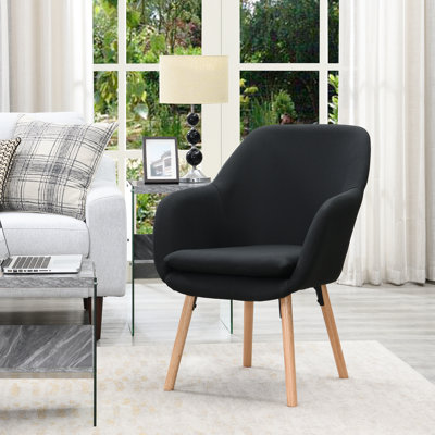 Fauteuil à oreilles avec pieds en bois massif de 25,25 po Abdelrahman