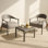 Summer - Ensemble de chaises d'appoint modernes 2 pièces avec table basse - Ensemble de canapé à structure en acier et en PP, sièges rembourrés pour le salon, le salon et le balcon (2 chaises + 1 table)