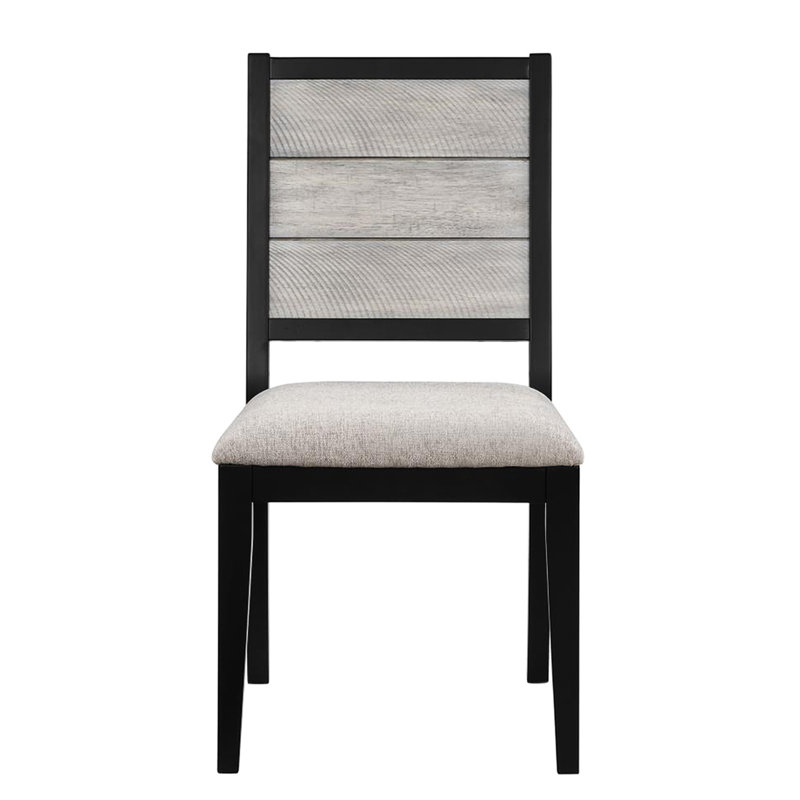 De 2 chaises de salle à manger avec assise rembourrée en gris et noir - base en contreplaqué pour une durabilité de 19 pouces de hauteur. Élégant revêtement de la pièce 2, tissu, 19 po de hauteur, tissu