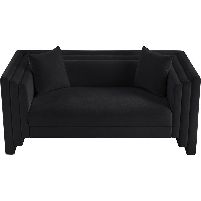 Everett Chenille Fabric Loveseat, Black Chenille Fabric