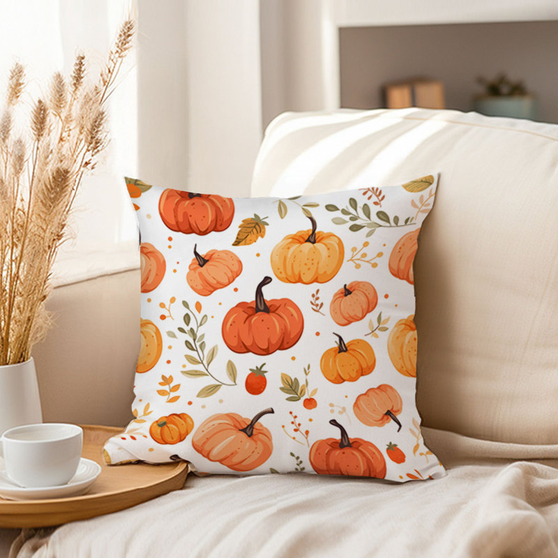 Holiday Fall Thanksgiving Pattern VII Pumpkins, 20"H x 20"W