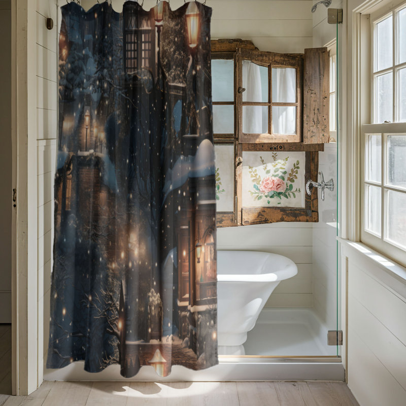 Festive Stars - Rideau de douche Premium, H 74 po x l 71 po