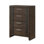 Commode contemporaine à 4 tiroirs 1pc avec finition en bois riche, charme rustique et quincaillerie polie pour un rangement élégant