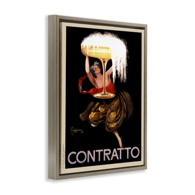 Vintage Contratto & Woman Framed Floater Canvas Wall Art, design by Leonetto Cappiello