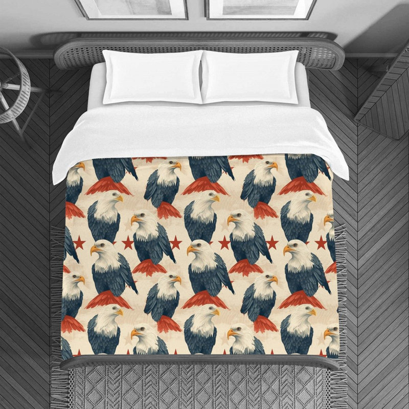 Eagle Animal White Polyester Duvet Cover, Queen Duvet Cover