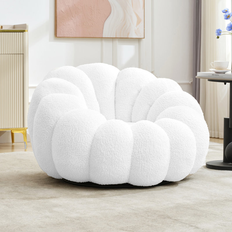 Cerone Upholstered Swivel Chair, White
