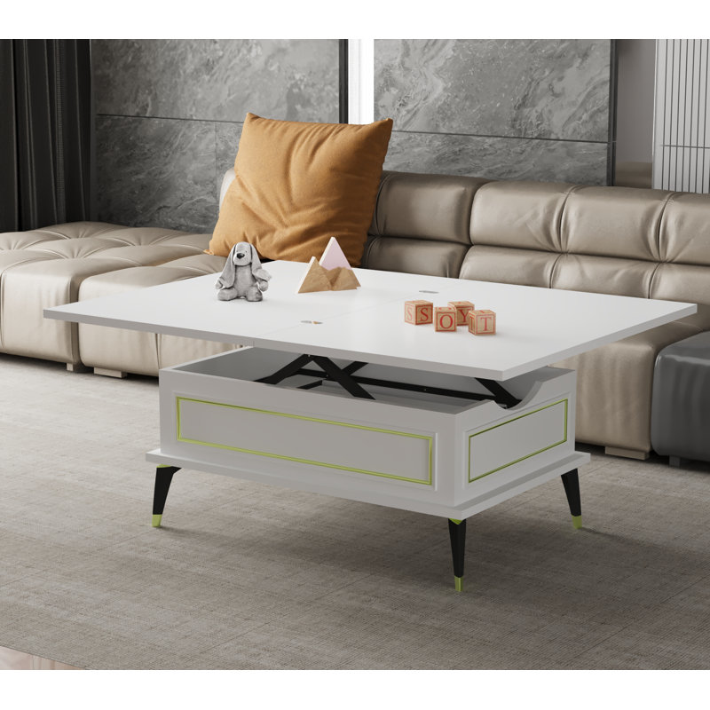 Ryann Extendable Lift Top Coffee Table 6 IN 1, White