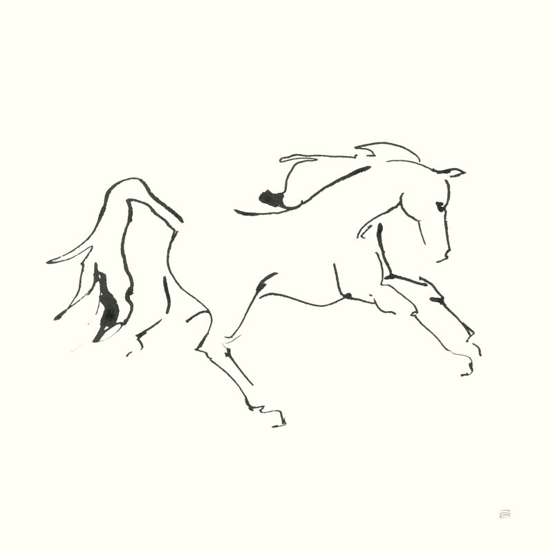 «Line Horse VII» par Chris Paschke, reproduction d'art sur toile tendue, H 36 po x l 36 po