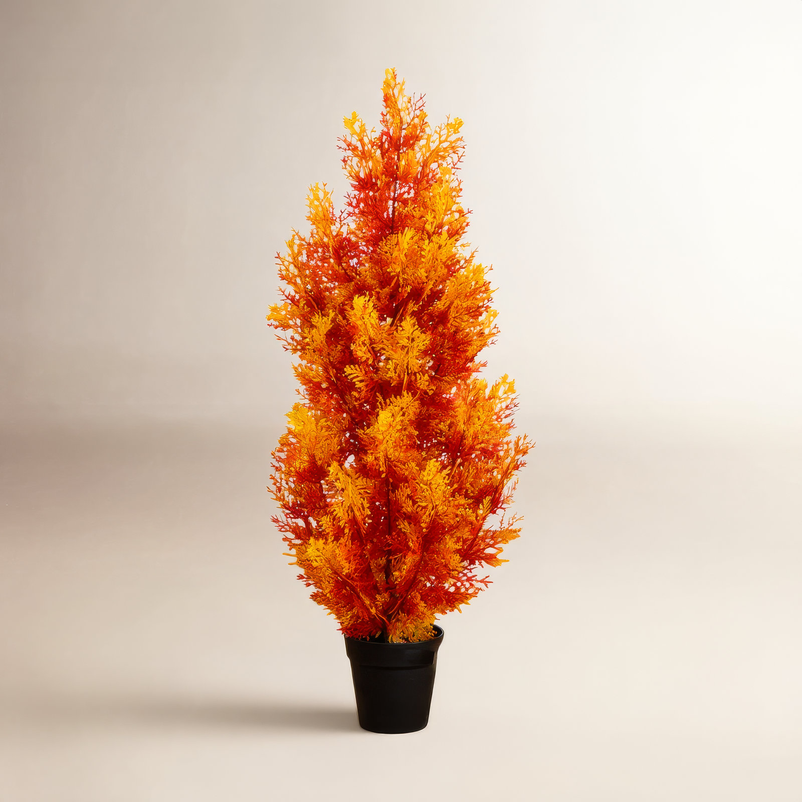 4Ft. UV Resistant Autumn Artificial Fall Cedar Tree (Indoor/Outdoor), 36" H x 16" W x 16" D