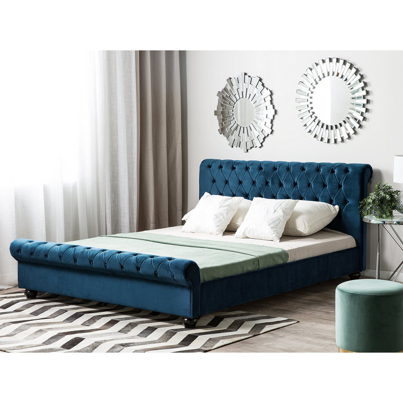 Mitzi Upholstered Bed, European Kingsize (160 x 200cm), Blue