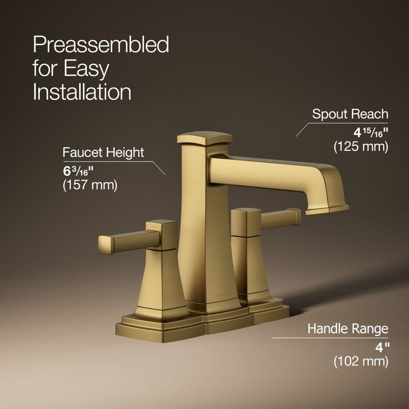 Riff Centerset Bathroom Sink Faucet, 1.2 GPM, Brushed Moderne Brass