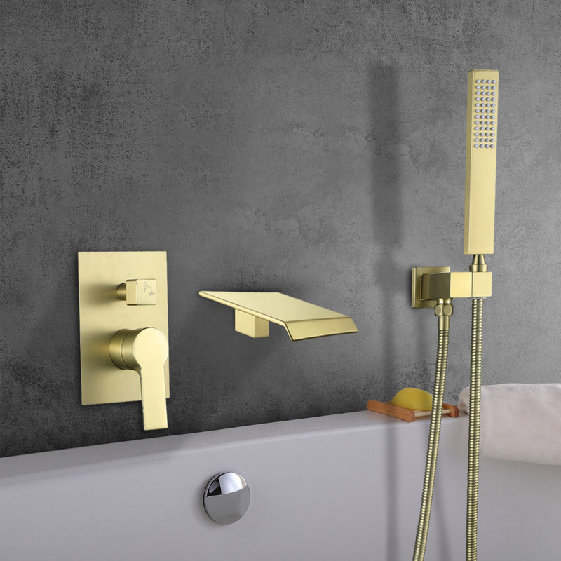 Bathroom Freestanding Tub Filler, Brushed Gold