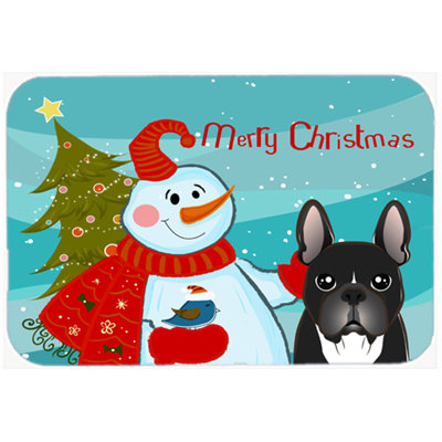 Caroline's Treasures Snowman Buddies with French Bulldog Glass Cutting Board