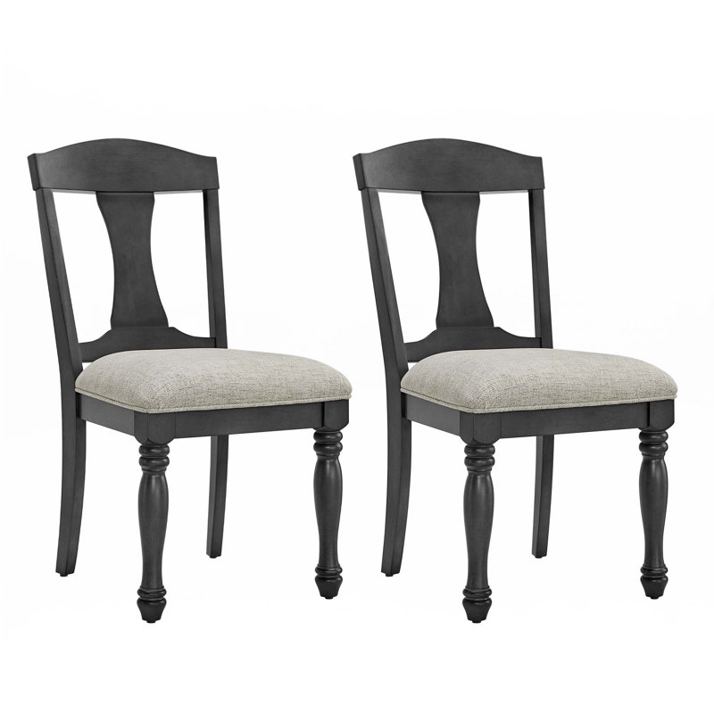 Ensemble de 2 chaises de salle à manger rembourrées Mid-Century, Chêne foncé